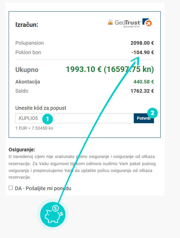 Uputstvo kako da primenite kod za popust u korpi za kupovinu Adriagate