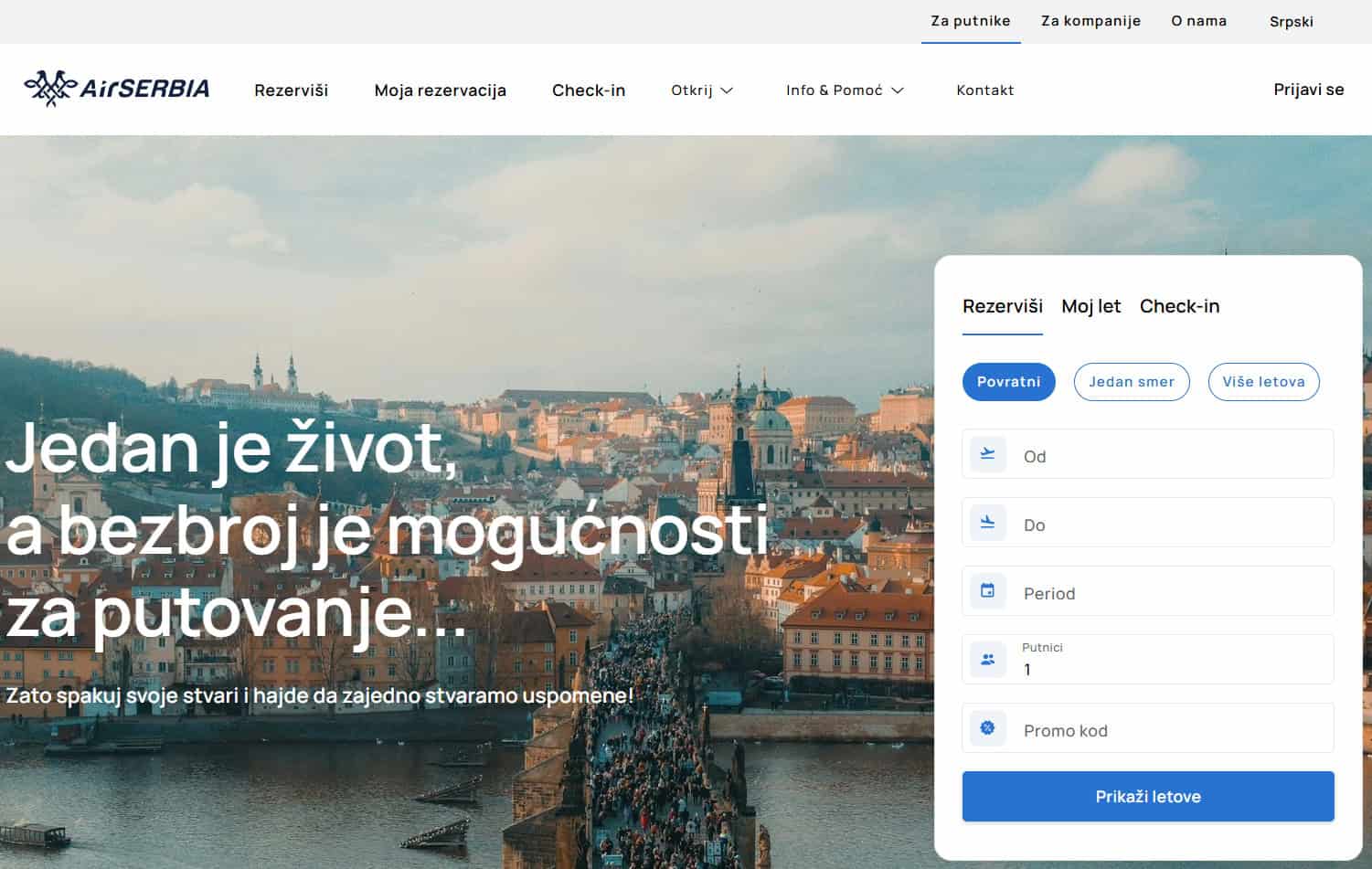 Air Serbia početna stranica