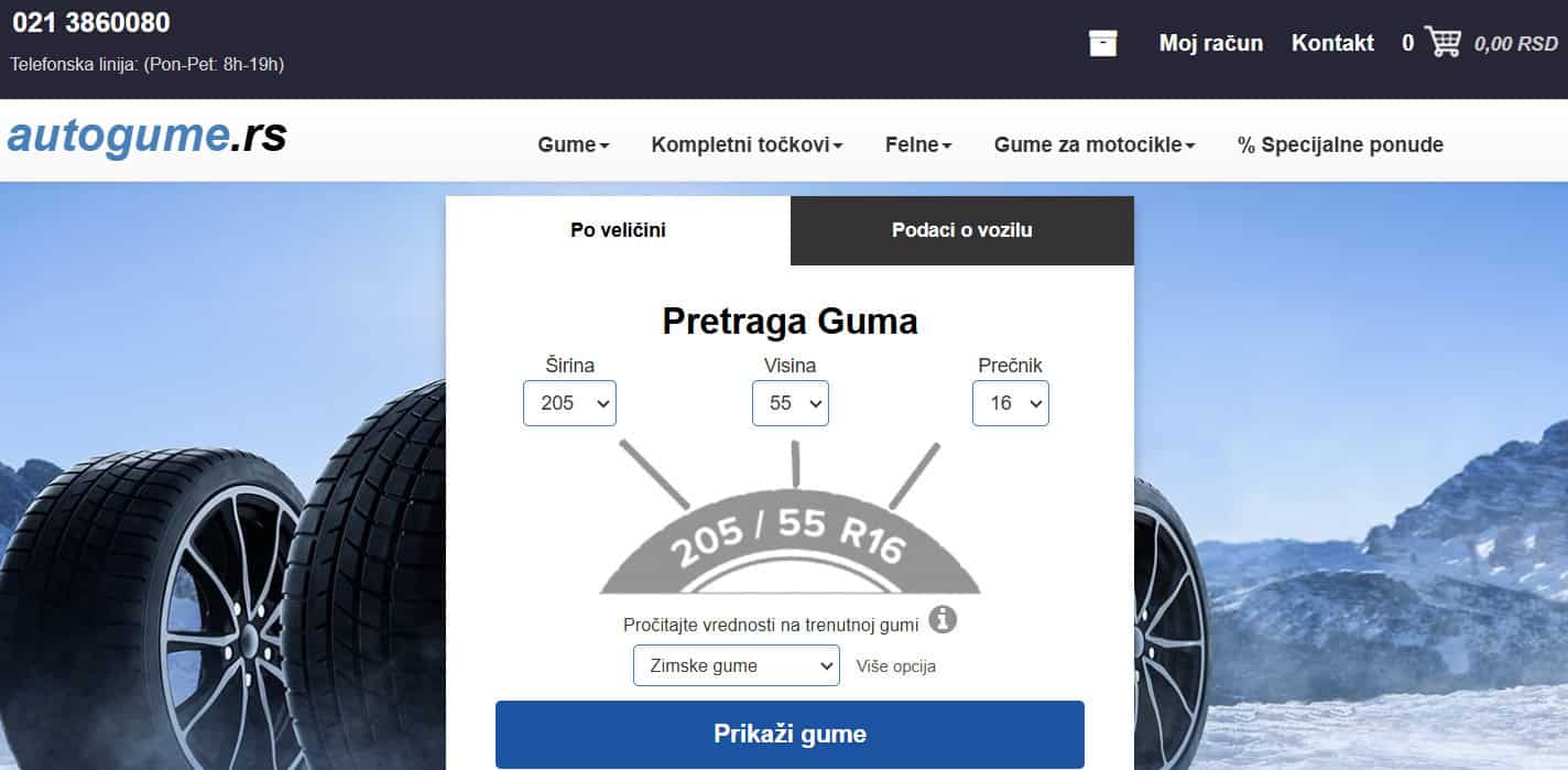 Autogume početna stranica