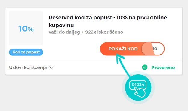 Primer koda za popust za Reserved