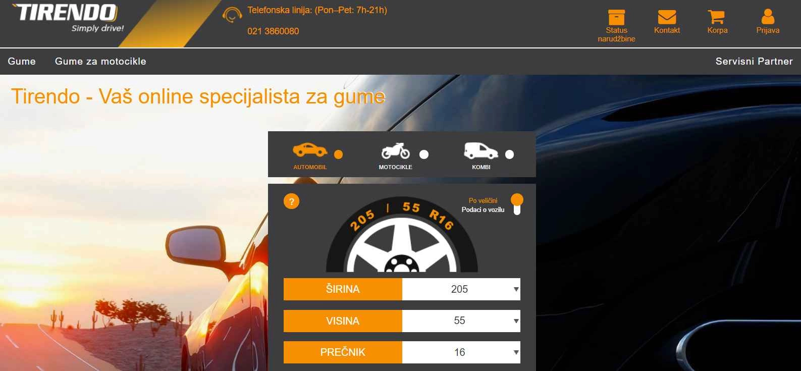 Tirendo početna stranica