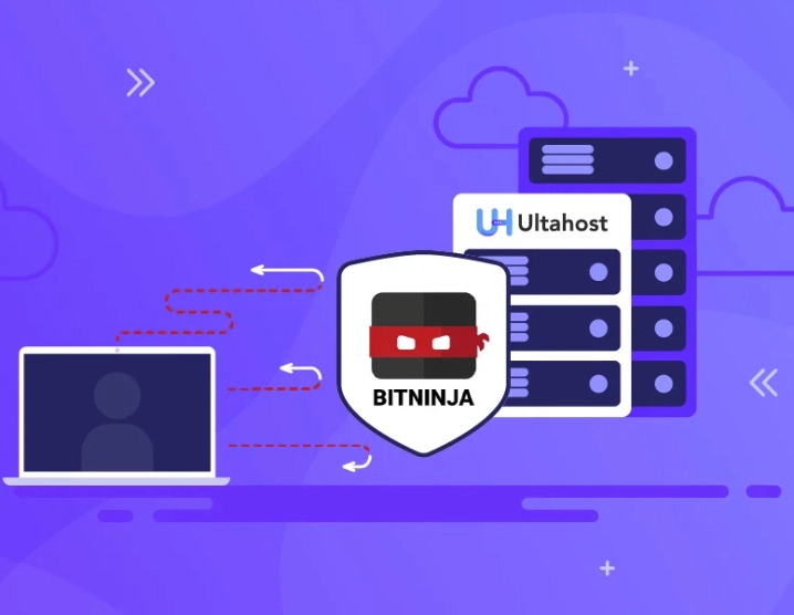 Nacrtan laptop koji je povezan i zaštićen sa UltaHost pretplatom