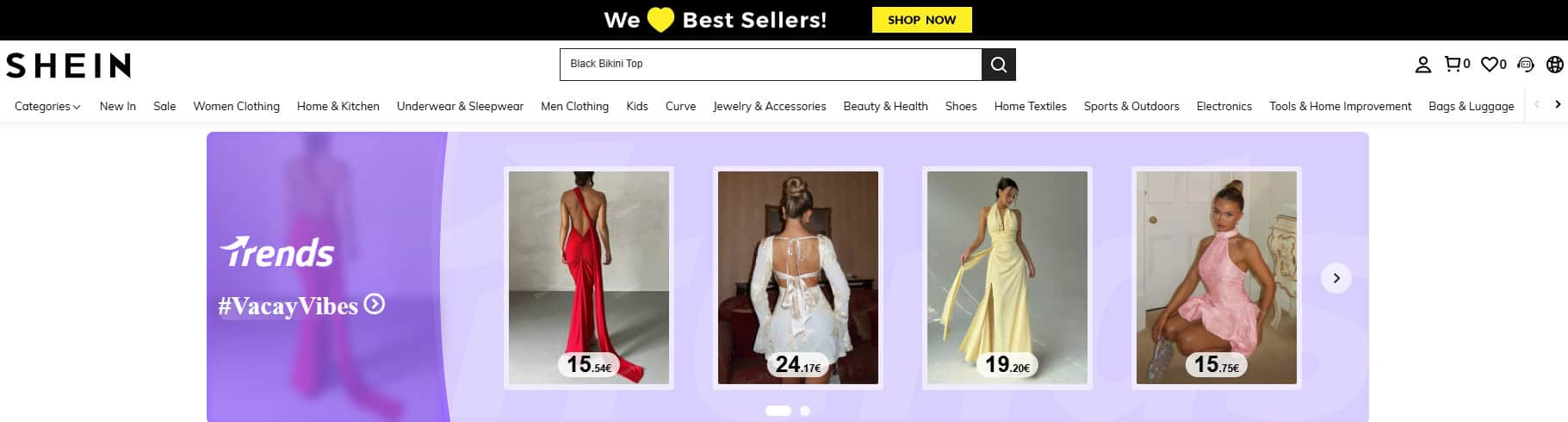 Shein početna stranica