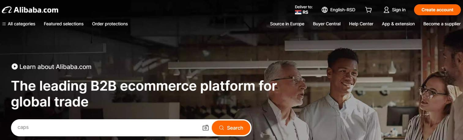Alibaba početna stranica