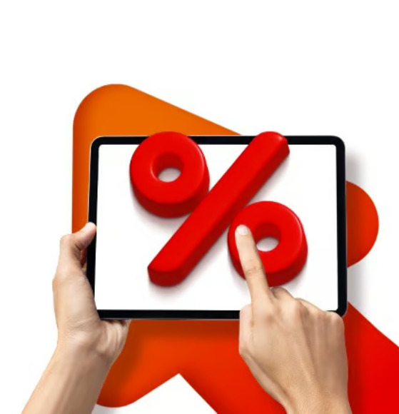 Shoppster tablet i znak za procenat