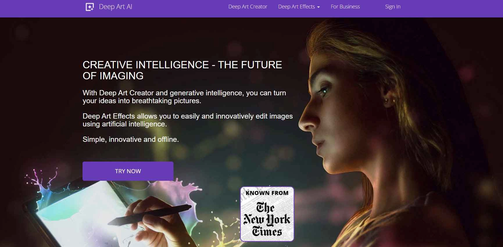 DeepArtEffects početna stranica