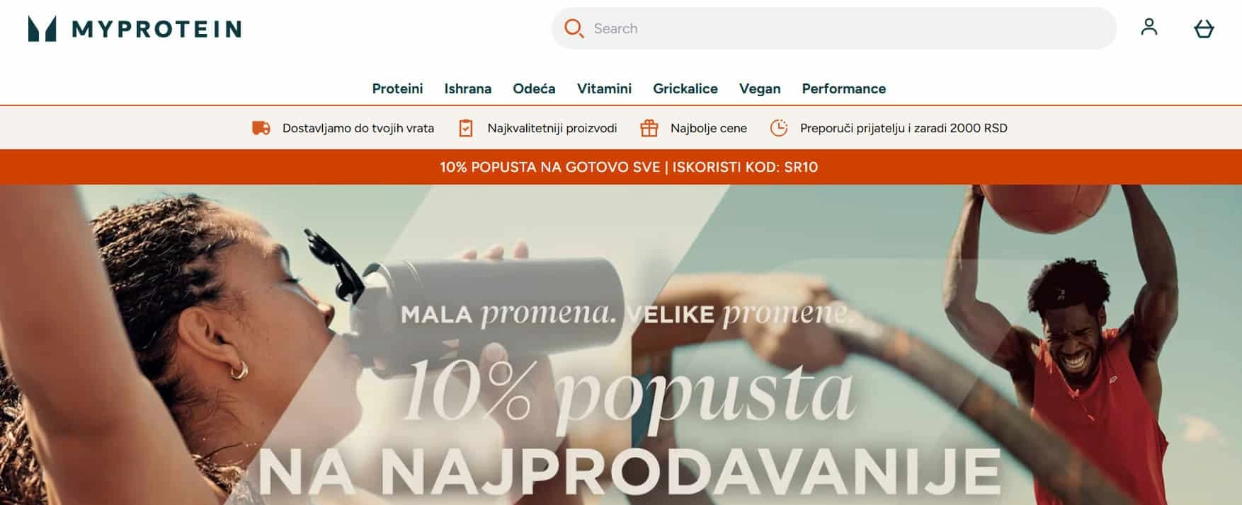 Myprotein početna stranica