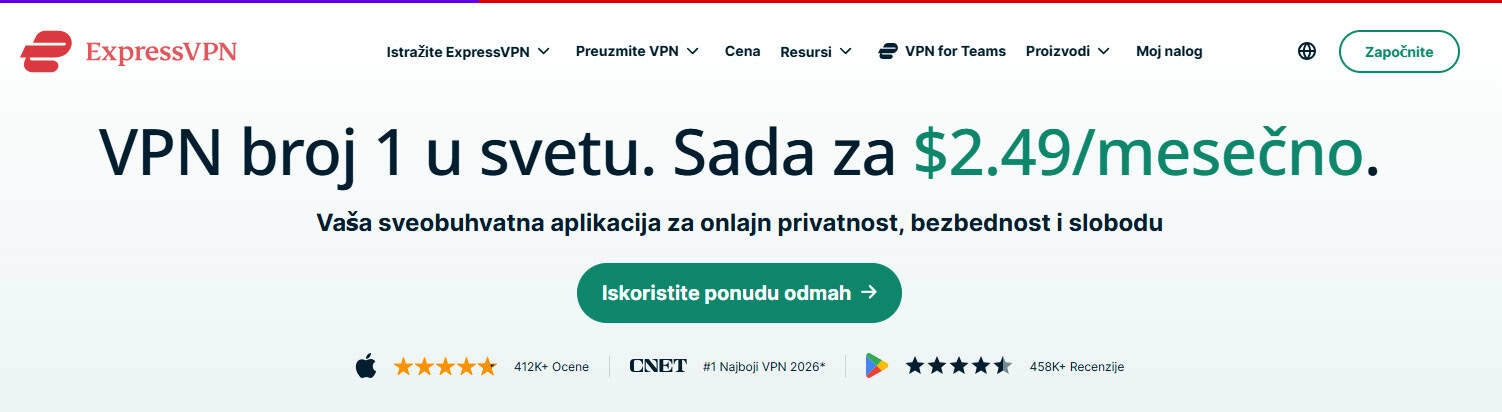 ExpressVPN početna stranica