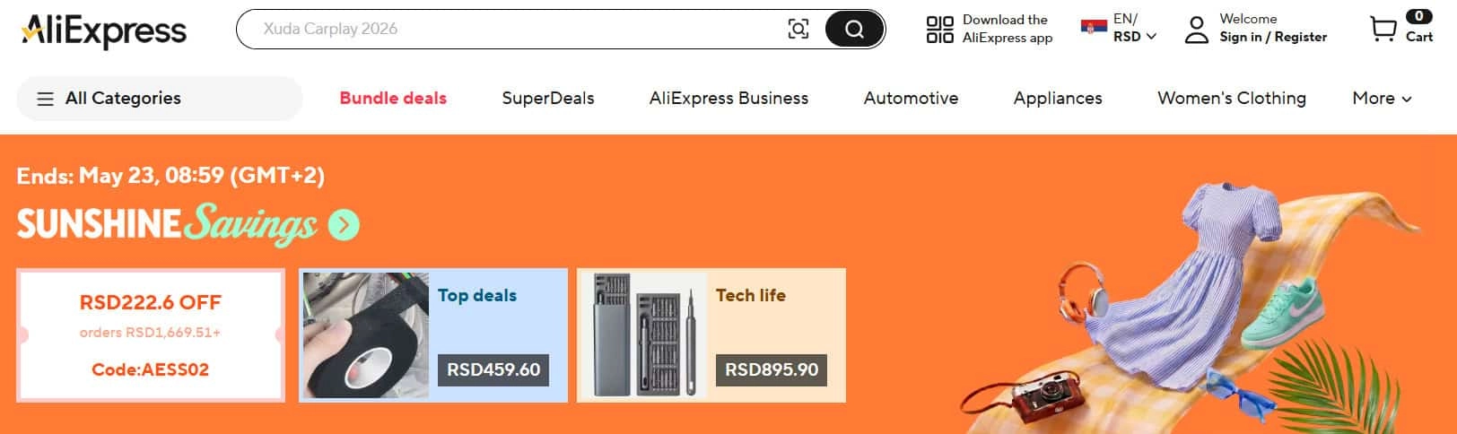 Aliexpress početna stranica