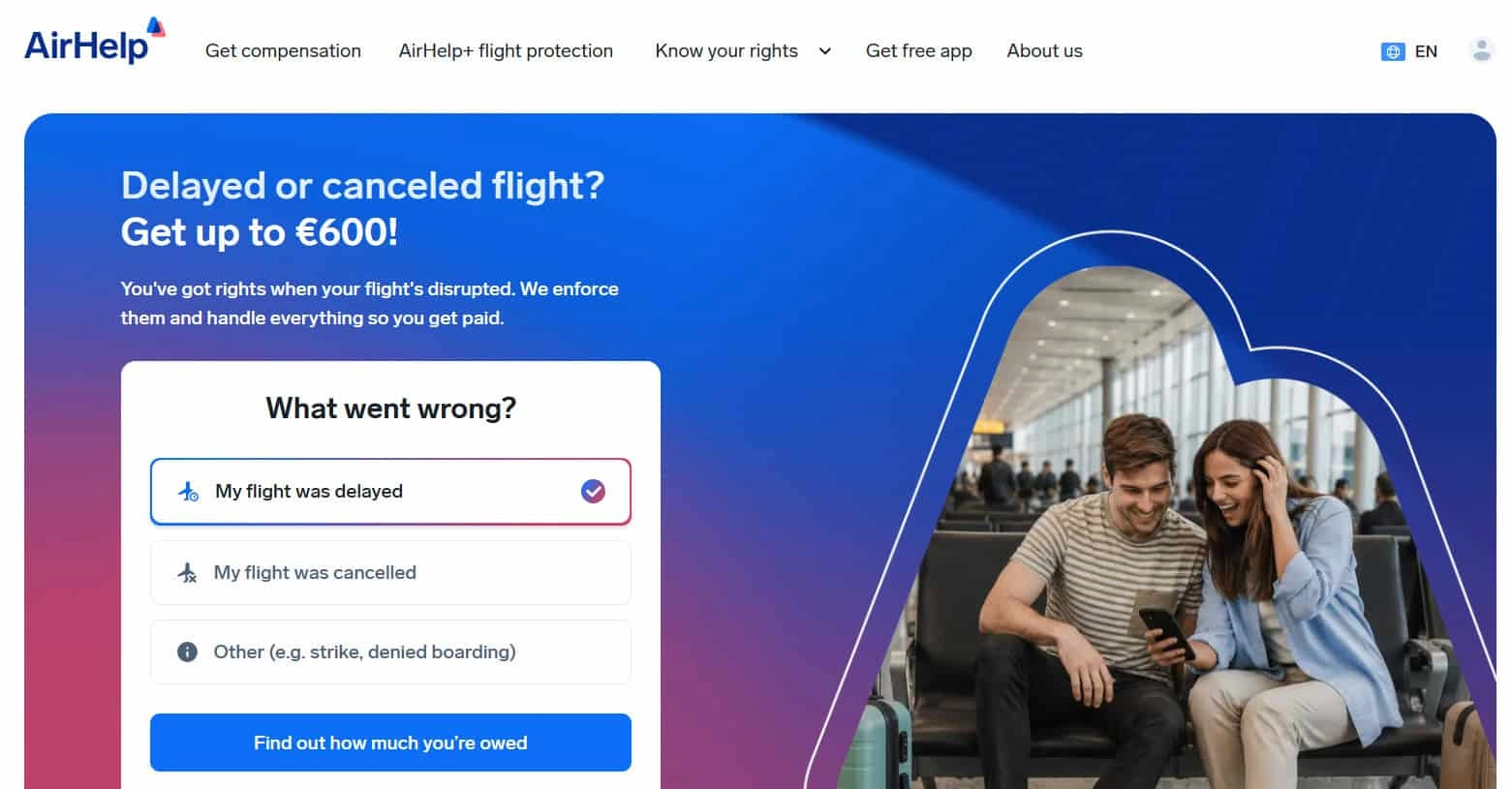 AirHelp početna stranica