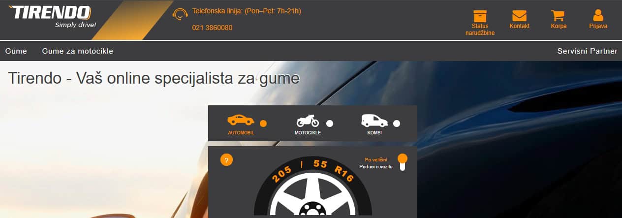 Tirendo početna stranica
