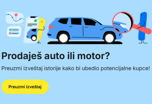 Nacrtan plavi automobil i tekst prodaješ auto ili motor